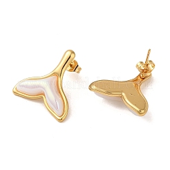 Orecchini a bottone in acciaio inossidabile 304 a forma di coda di pesce&nbsp;EJEW-U003-29G
