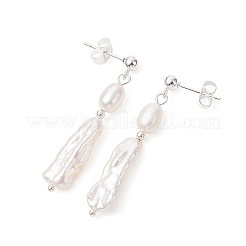 Pendientes colgantes de acero inoxidable 304 y perlas naturales&nbsp;EJEW-TA00806