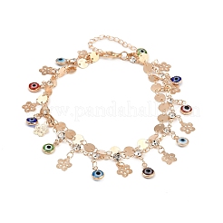 Fußkettchen aus Legierung mit Kristall-Strass-Scheibe und bösem Blick&nbsp;AJEW-A069-02G