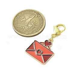 Décorations pendentif en alliage émaillé en forme de cœur pour enveloppe de Saint-Valentin&nbsp;HJEW-JM02897