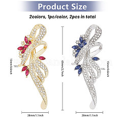 2 pièce de 2 couleurs de clips de boucle d'écharpe en alliage de strass en forme de fleur pour femmes&nbsp;JEWB-FH0001-52