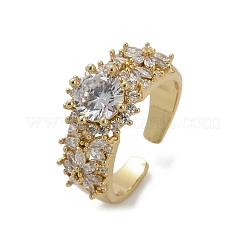 Bagues de manchette réglables en laiton avec micro pavé de zircones cubiques pour femmes&nbsp;RJEW-C129-04G