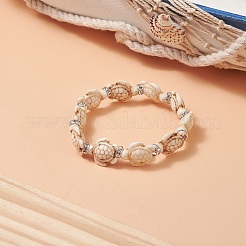 Braccialetto elasticizzato da donna con perline di tartaruga turchese sintetico tinto&nbsp;BJEW-JB09310-02