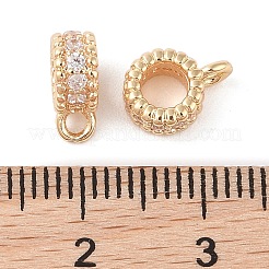 Perline di zirconi cubici trasparenti con pavé di ottone&nbsp;KK-N256-08G-A