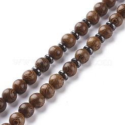 Collier bracelet enroulé à quatre boucles en bois naturel et noix de coco avec gourde&nbsp;BJEW-JB08539