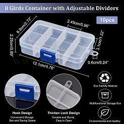 8 transparente Acryl-Perlen-Organizer-Behälter mit Gittern&nbsp;CON-WH0087-32