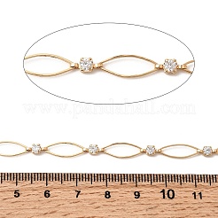 Chaînes à maillons œil de cheval en laiton pavé de zircones cubiques transparentes faites à la main&nbsp;CHC-G027-03G