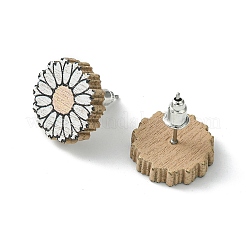 Boucles d'oreilles en bois de peuplier&nbsp;EJEW-G376-01A