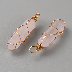 Natürliche Rosenquarz-Doppelend-Anhänger&nbsp;G-WH0029-09B-G