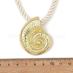 Halskette mit muschelförmigem Anhänger aus Messing und gedrehter Nylonschnur&nbsp;NJEW-JN06414
