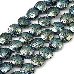 Brins de perles de pierre de lave naturelle galvanisées&nbsp;G-K388-01H