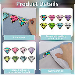 16 Stück 8 Farben Diamant Handtuch Stoff computergesteuerte Stickerei Stoff zum Aufbügeln/Aufnähen Patches&nbsp;PATC-FG0002-89