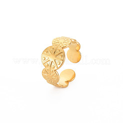 Anillo de puño abierto plano y redondo con revestimiento de iones (IP) de acero inoxidable 304 para mujer.&nbsp;X-RJEW-S405-222G