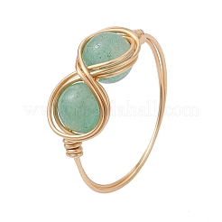5 pieza de anillo de dedo infinito de ojo de tigre natural y jade amarillo teñido y amatista y aventurina verde y turquesa sintética para mujer&nbsp;RJEW-JR00832-02