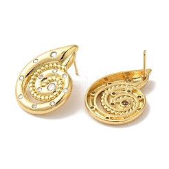 Aretes de corchete de circonita cúbica transparente con micro pavé de latón enchapado en cremallera&nbsp;EJEW-B062-14G-02