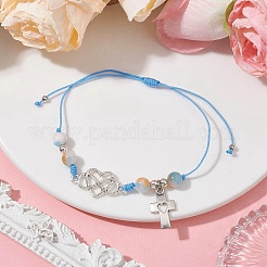 Bracelets de perles tressées en jade blanc teint naturel&nbsp;BJEW-JB09823-01