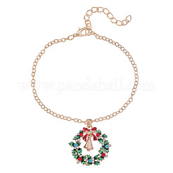 Bracelets à breloques en alliage avec couronne de Noël et cloche de Noël&nbsp;WG06691-01