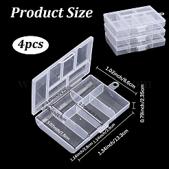 4 Stück transparenter Aufbewahrungsbox-Organizer aus Polypropylen (PP) mit 6 Fächern&nbsp;CON-PA0001-11