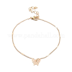 4 pz 4 cavigliere a catena in lega di stile con cuore in rilievo e ciondolo a forma di farfalla per le donne&nbsp;SJEW-D009-01KCG