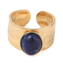 Anillos de dedo ovalados con piedras naturales mixtas&nbsp;RJEW-Z057-12G