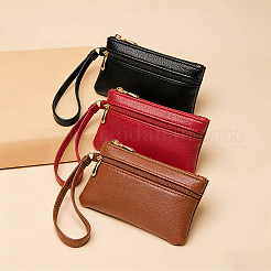 3 cartera con cremallera de piel sintética de doble capa en 3 colores&nbsp;AJEW-CL0005-46