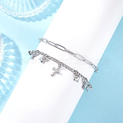 Bracelets en acier inoxydable 304 avec trombones et chaîne Figaro pour femmes&nbsp;BJEW-JB12445-01