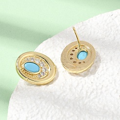 Boucles d'oreilles en laiton avec zircone cubique de micro pave&nbsp;EJEW-G471-13G-05