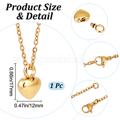 Collana con ceneri in urna in acciaio inossidabile&nbsp;NJEW-CN0001-03G