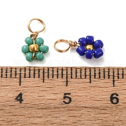 80 breloque fleur en perles de verre bicolores&nbsp;FIND-DC0003-64
