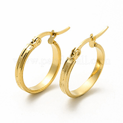 Orecchini a cerchio a strisce in acciaio inossidabile 201 con perni in acciaio inossidabile 304 per donna&nbsp;EJEW-M214-05B-G