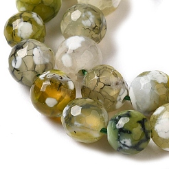 Brins de perles d'agate craquelées au feu naturel teintées et chauffées&nbsp;G-P539-B01-22