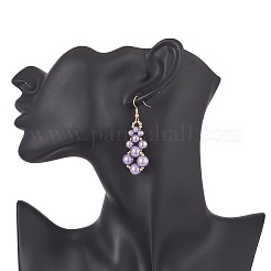 Orecchini pendenti a goccia con perle di vetro e ematite sintetica&nbsp;EJEW-JE05254