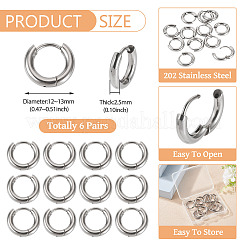 6 paire de boucles d'oreilles créoles en acier inoxydable 202 résistant au ternissement&nbsp;EJEW-TA0001-57A