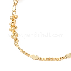 Armbandherstellung aus Messing mit Herz- und runden Perlengliederketten&nbsp;AJEW-JB01370