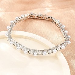 Bracelets de tennis en laiton pavé de zircones cubiques transparentes pour femmes&nbsp;KK-CBA68DA-08P
