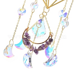 Hängende Sonnenfänger aus Eisen und natürlichem Amethyst&nbsp;HJEW-F024-02B