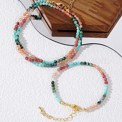 Armband- und Halsketten-Set mit natürlichen Edelsteinperlen für Damen&nbsp;DW2258