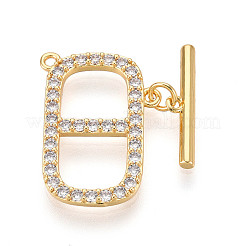 Messing Micro Pave klare Zirkonia Knebelverschlüsse&nbsp;KK-N254-74G
