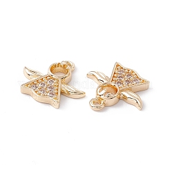 Placage de crémaillère en laiton micro pavé breloques en zircone cubique claire&nbsp;KK-G433-14G