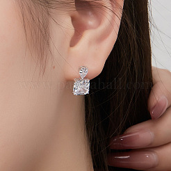 Rhodinierte 925 Ohrstecker aus Sterlingsilber mit Mikropavé-Kubikzirkonia für Damen&nbsp;EJEW-P231-96P