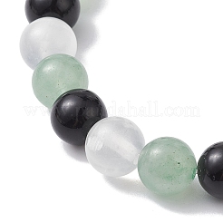 Braccialetti elasticizzati con perline rotonde con avventurina verde naturale&nbsp;BJEW-JB10114-01