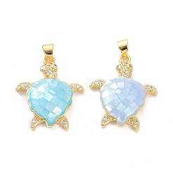 Colgantes de circonita cúbica transparentes micro pavé de latón chapado en oro real 18k&nbsp;KK-D004-05G-C