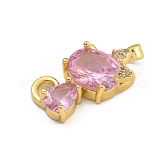 Porte micro ouvrent pendentifs zircone cubique en laiton de placage&nbsp;KK-U035-10G