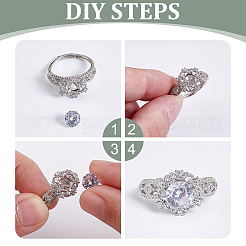 5 Stück 5 Stile verstellbare Messing Micro Pave klare Zirkonia Ring Komponenten&nbsp;KK-WR0001-86