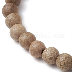 Braccialetti elastici con perline di legno naturale per le donne&nbsp;BJEW-JB11338-02