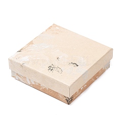 Cajas de cartón cuadradas para joyería con estampado de pintura al óleo floral&nbsp;CBOX-A010-01B-07