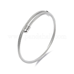 Bracciale rigido aperto in acciaio inossidabile 304 anti-ossidazione con perline ovali&nbsp;BJEW-C031-01P