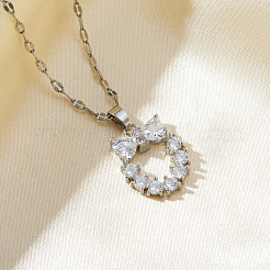 Colliers en laiton avec strass en cristal et chat creux mignon pour femmes&nbsp;QM8881