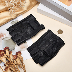 1 Paar Leder-Halbfingerhandschuhe für Herren&nbsp;AJEW-CL0002-08