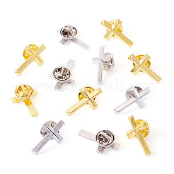 12 pz 2 colori spille in lega di zinco a croce&nbsp;JEWB-TA0001-22